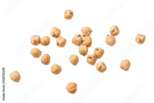 chickpeas isolated on white background. top view photo