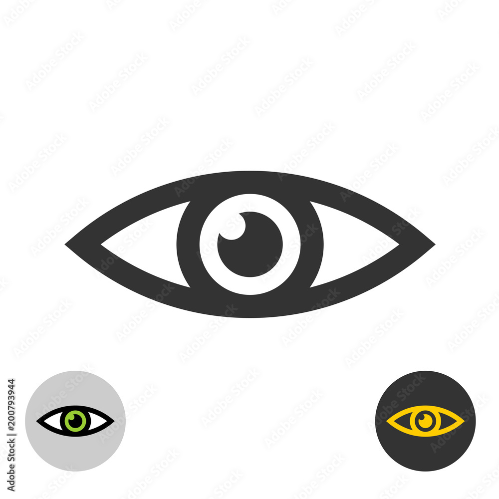 Eye icon. Simple black line style eye symbol. Eye icon. Simple black line style eye symbol.
