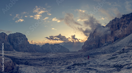 Panoramic view of mountain sunset.