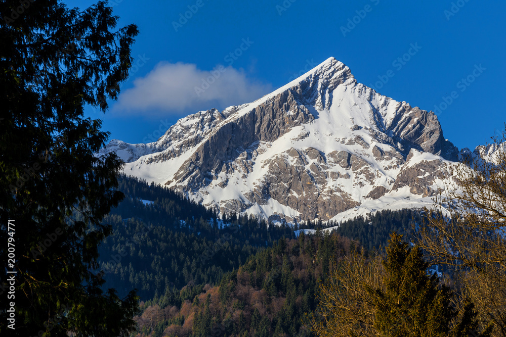 german alpspitze mountain near garmisch partenkirchen