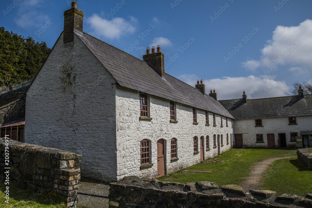 Blaenavon Iron Works - Workers Cottages, Wales, UK. 18th Century Industrial Revolution.