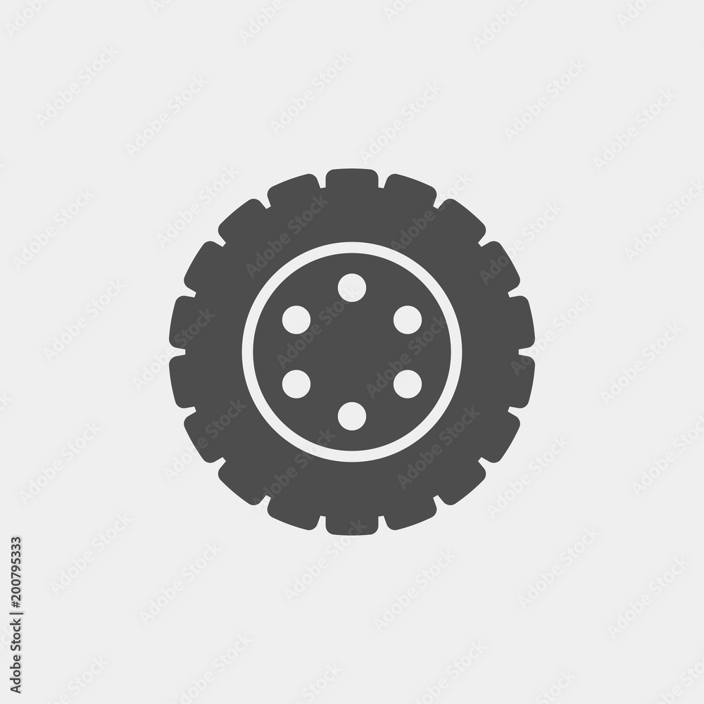 Tire flat vector icon. Wheel flat vector icon Tire flat vector icon. Wheel flat vector icon