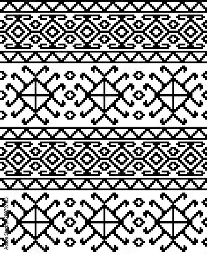 Seamless ethnic Georgian black and white pattern for background, textile.