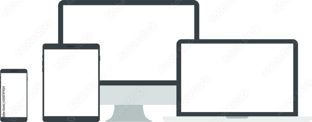 Realistic vector laptop, tablet computer, monitor and mobile phone template Realistic vector laptop, tablet computer, monitor and mobile phone template