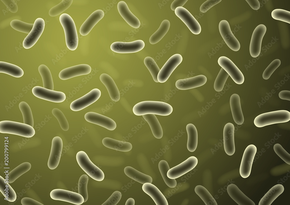 Realistic detail bacteria cells with green blurred background - for medical science Realistic detail bacteria cells with green blurred background - for medical science