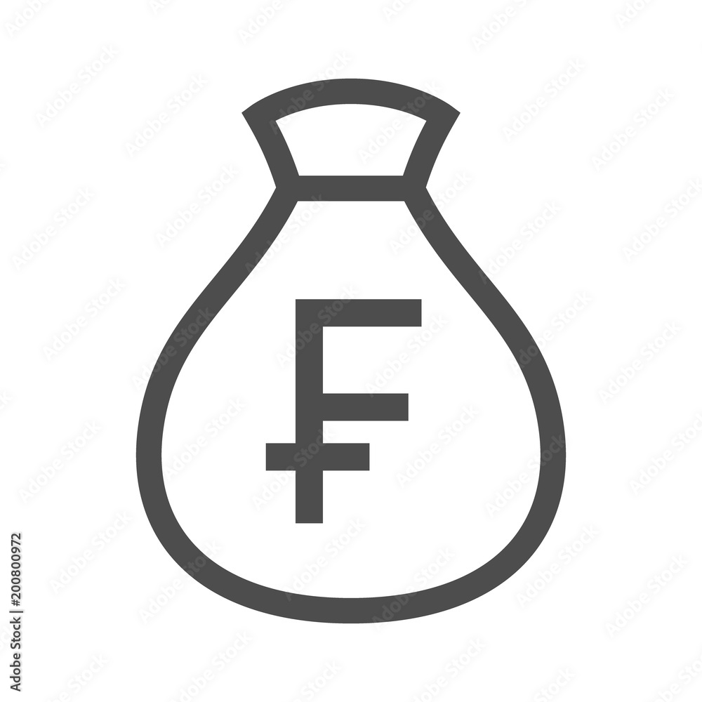 Money bag outline simple design icon. Swiss franc moneybag icon. Money bag outline simple design icon. Swiss franc moneybag icon.