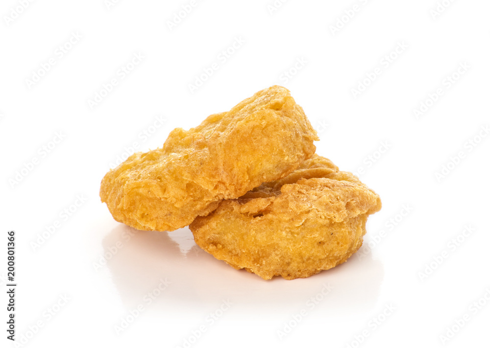 Fried chicken nuggets isolated on white background Fried chicken nuggets isolated on white background