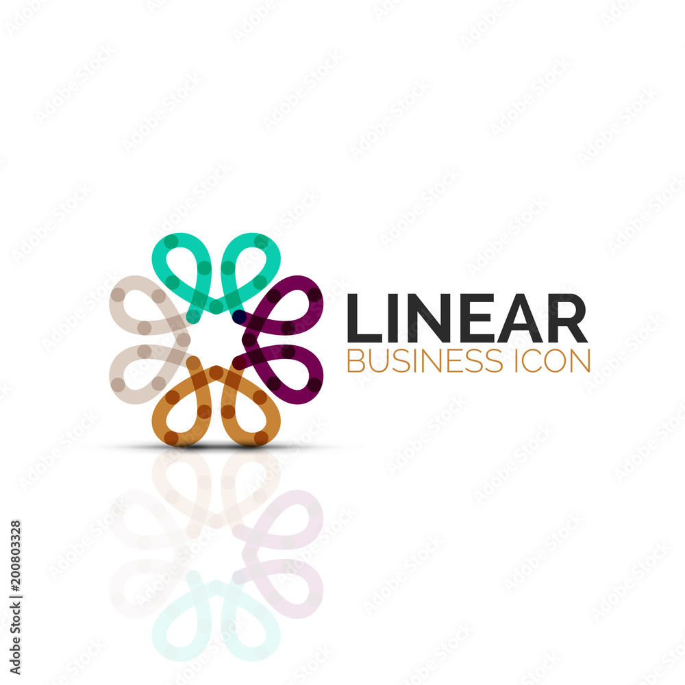 Abstract flower or star, linear thin line icon. Minimalistic business geometric shape symbol created with line segments Abstract flower or star, linear thin line icon. Minimalistic business geometric shape symbol created with line segments