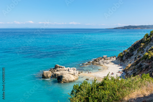 View of beautiful Xigia beach. Natural sulfur spa on Zakynthos island. Greece. © vivoo