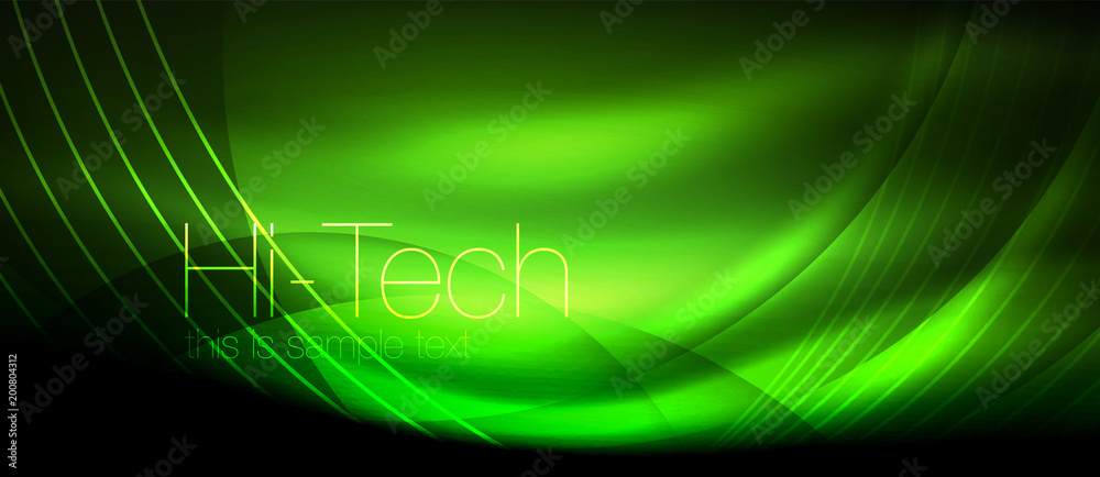Glossy light effect neon glowing waves, shiny lights
