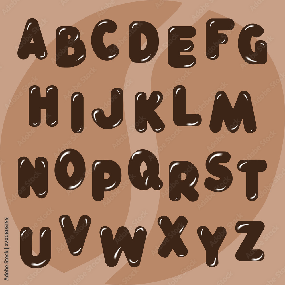 Vector English alphabet, drawn in chocolate and coffee style Vector English alphabet, drawn in chocolate and coffee style