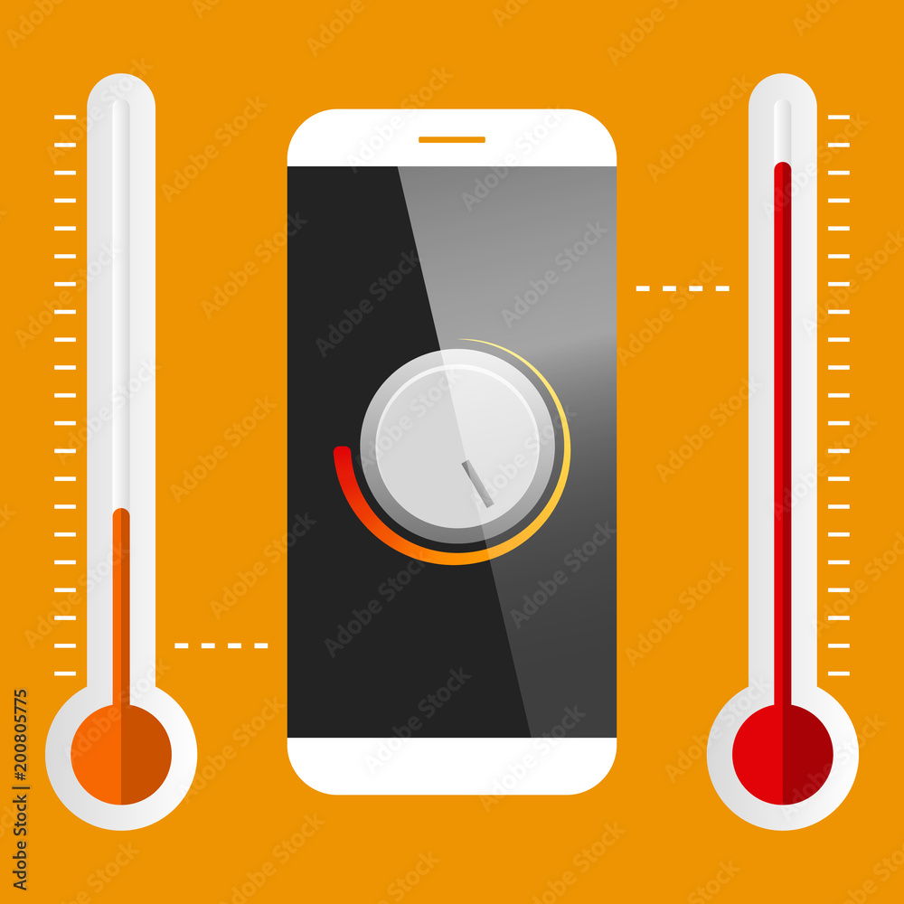 Smart house remote system with different temperatures and mobile phone