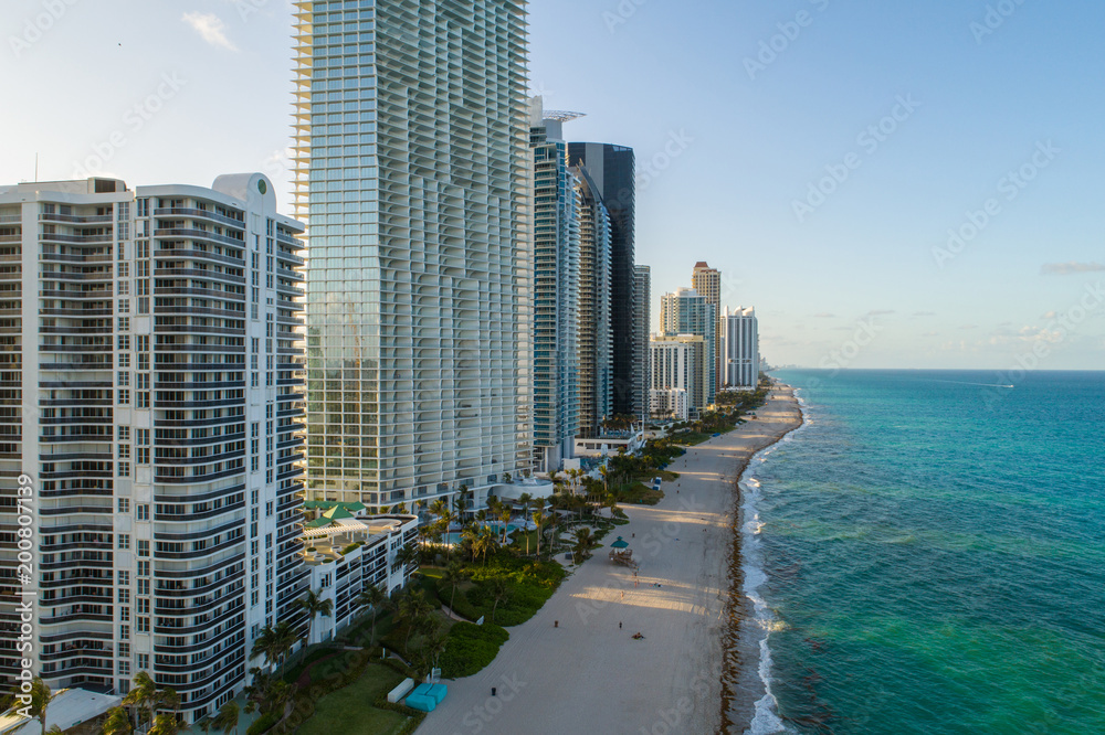 Fototapeta premium Drone above Sunny Isles Florida USA