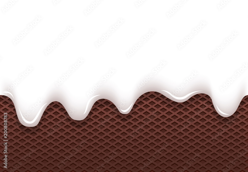 milk ice cream leaks from a chocolate waffle cup vector illustration milk ice cream leaks from a chocolate waffle cup vector illustration