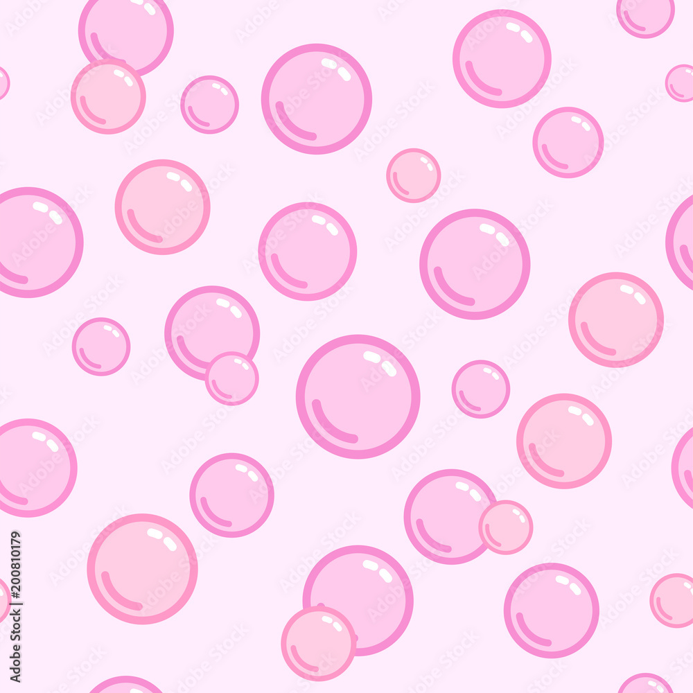 Seamless pattern with pink bubbles, naive and simple background, pink wallpaper