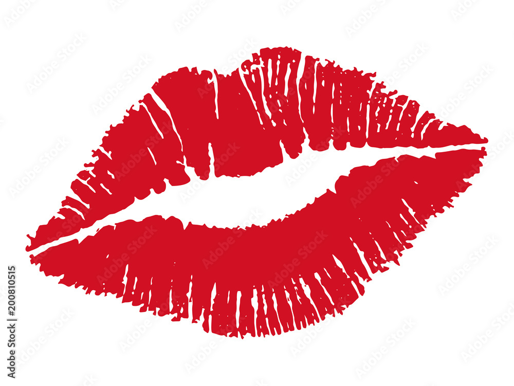 Kiss. Female lips. Vector illustration เวกเตอร์สต็อก | Adobe Stock