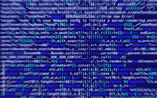 3D illustration. Abstract blue background, Technology. Binary Computer Code.