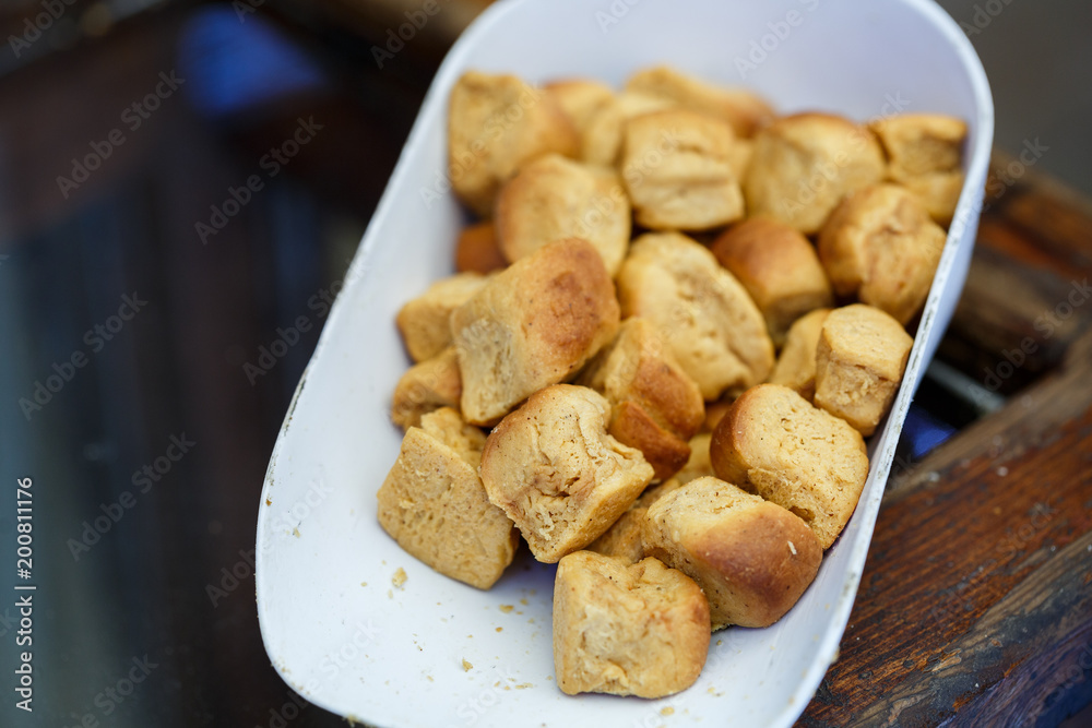 dumplings made of white bread with garlic dumplings made of white bread with garlic