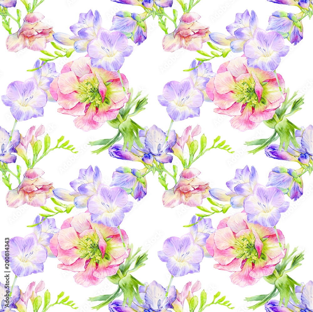 Fototapeta Floral seamless pattern. Hand drawn illustration.