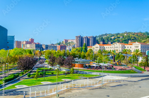 Waterfront of Nervion river with the university of Bilbao, Spain photo