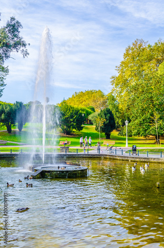 A fountain in the parque republica de abando in Bilbao, Spain photo