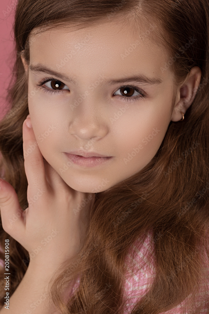 Obraz premium beautiful caucasian girl with bright red hair. Curly hair of red color