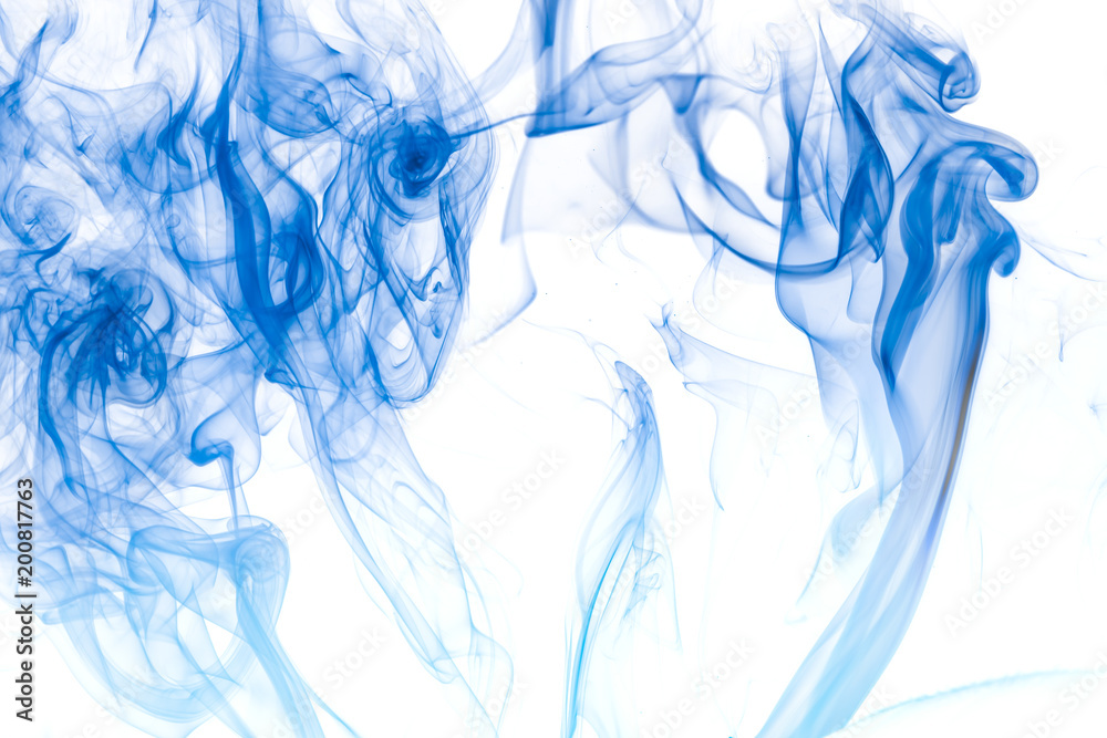 Fototapeta premium Blue smoke on white background