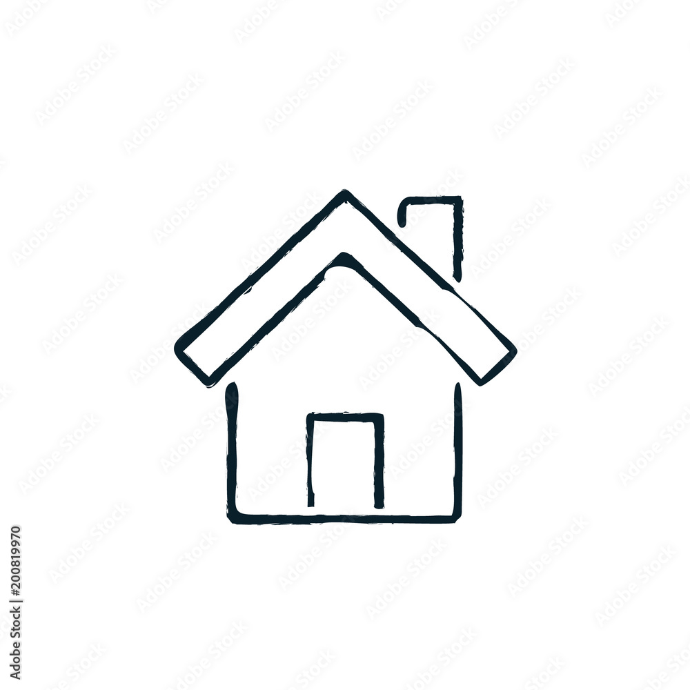 House icon drawn like coal, Vector flat design symbol. Home sign isolated on white House icon drawn like coal, Vector flat design symbol. Home sign isolated on white