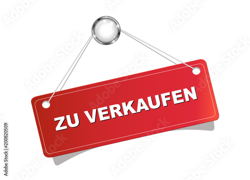 Zu Verkaufen
Schild in rot aufgehängt, 
Vektor Illustration isoliert auf weißem Hintergrund
