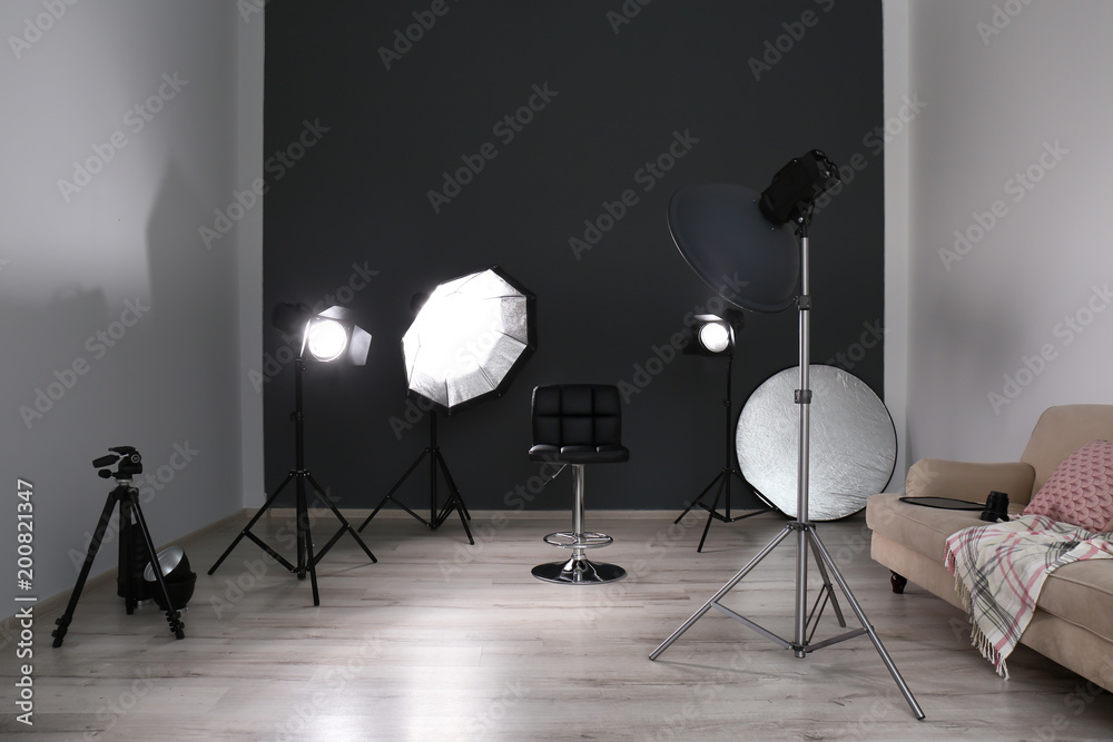 Photo studio with professional equipment