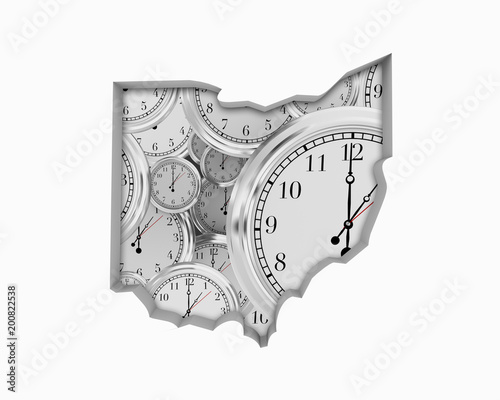 Ohio OH Clock Time Passing Forward Future 3d Illustration photo