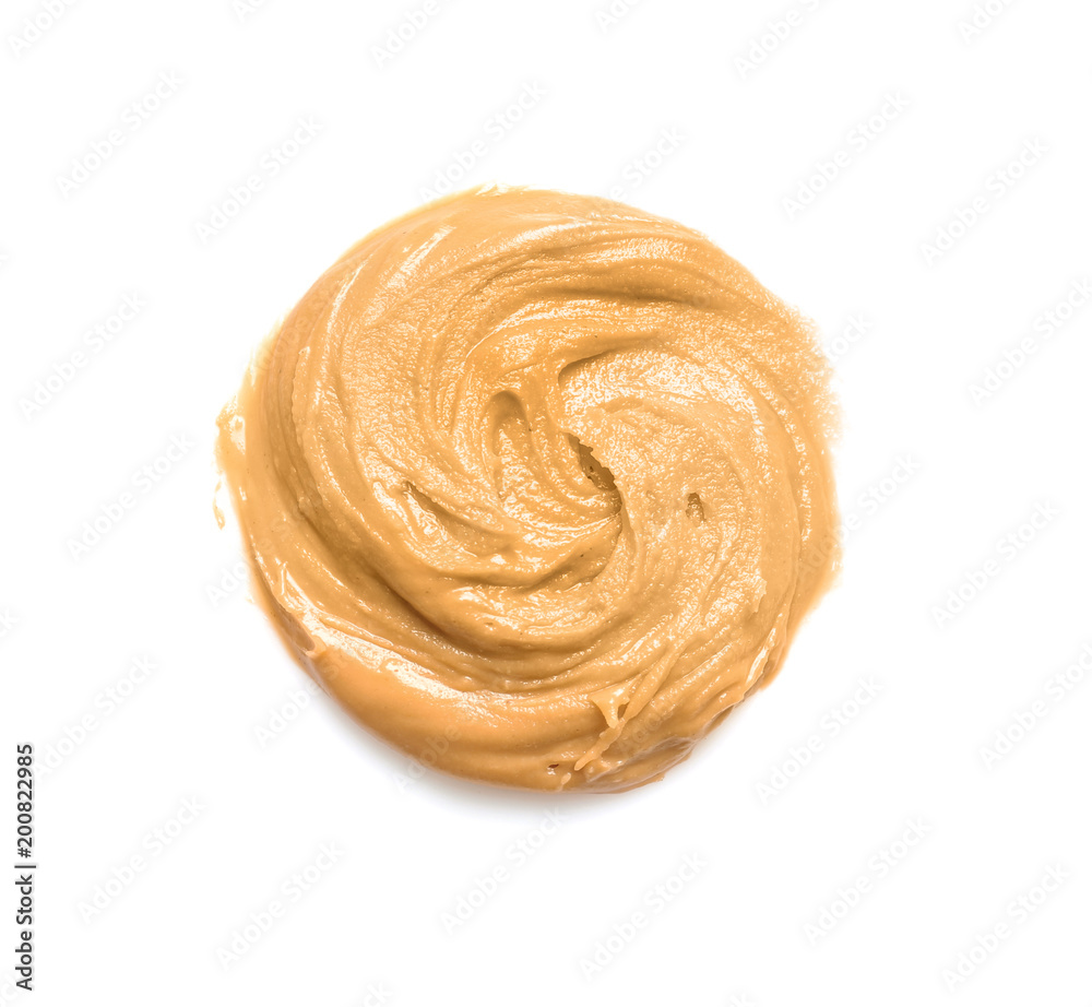 Creamy peanut butter on white background Creamy peanut butter on white background