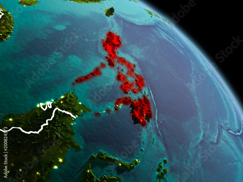 Philippines in morning from orbit