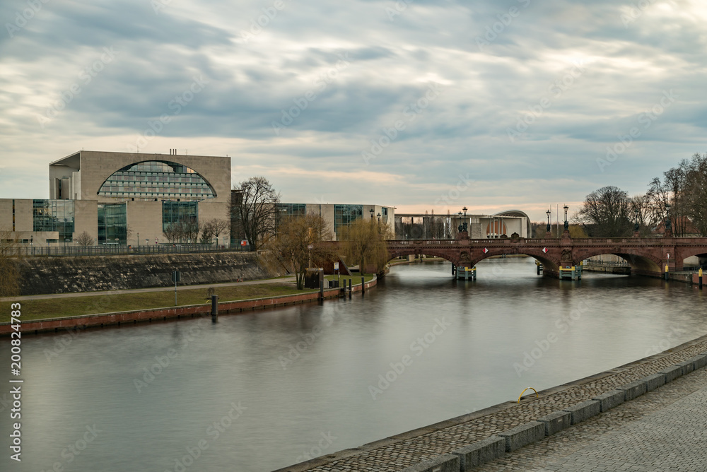 A view from the governmental district with the river Spree in front