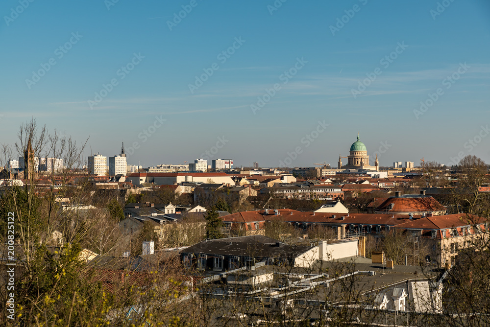 A cityscape of Potdsam with a view to the Nikolai church