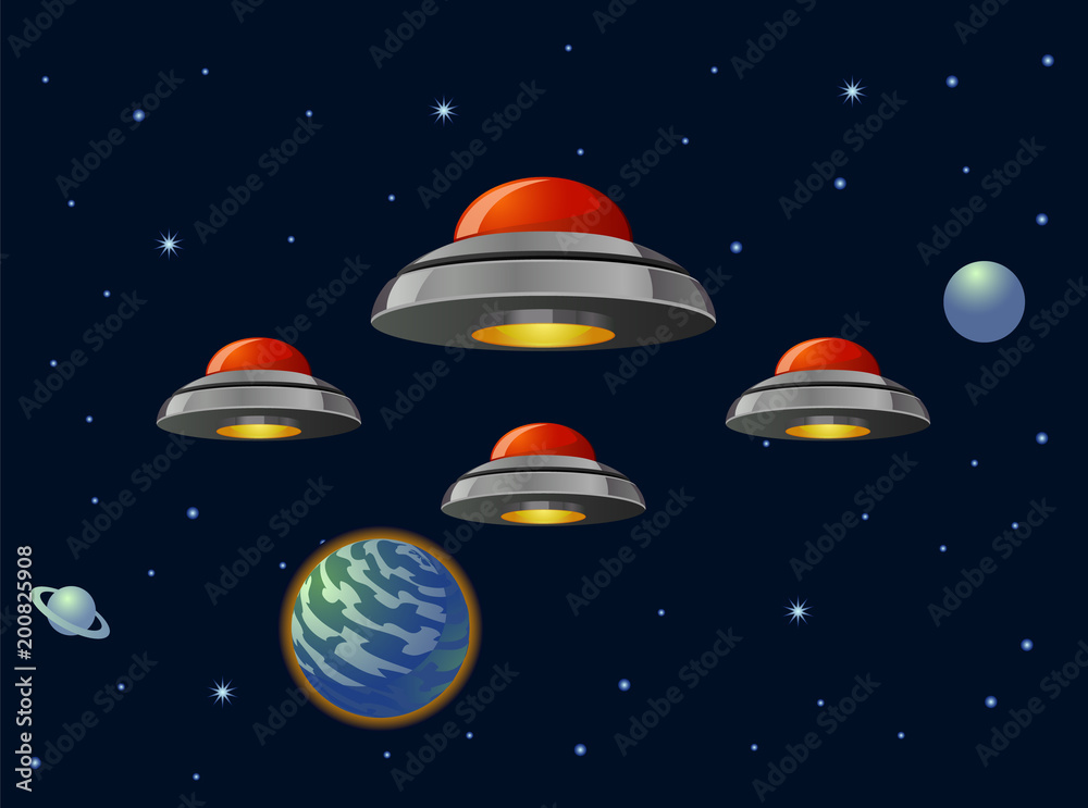 Alien space ship fleet vector image Alien space ship fleet vector image