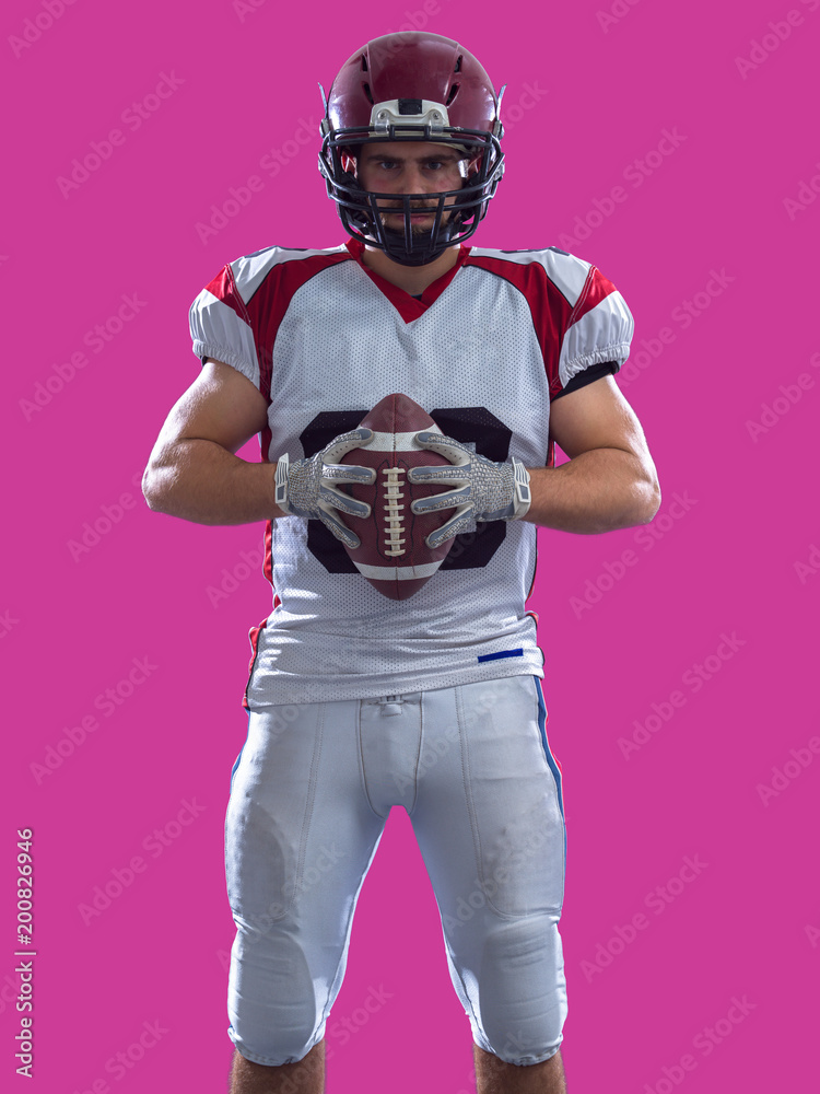 American Football Player isolated on colorfull background