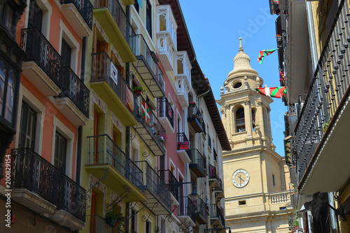 Colorful buildings and balconies on the streets of Pamplona, Spain / Basque Country photo