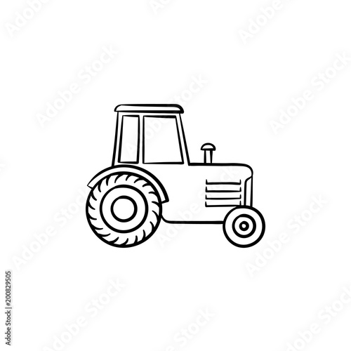 Tractor hand drawn outline doodle icon. Agronomy industry equipment - tractor vector sketch illustration for print, web, mobile and infographics isolated on white background.