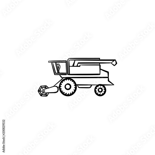 Combine harvester hand drawn outline doodle icon. Vector sketch illustration of combine harvester for print, web, mobile and infographics isolated on white background.