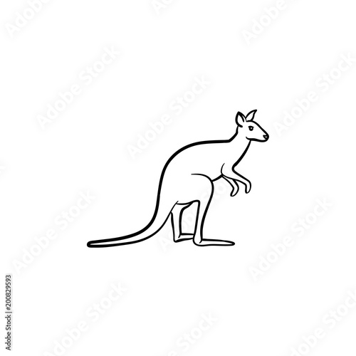 Kangaroo hand drawn outline doodle icon. Australian animal - kangaroo vector sketch illustration for print  web  mobile and infographics isolated on white background.