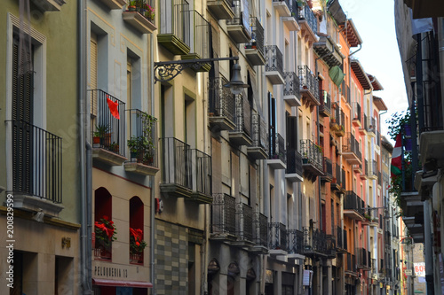 Colorful buildings and balconies on the streets of Pamplona, Spain / Basque Country photo