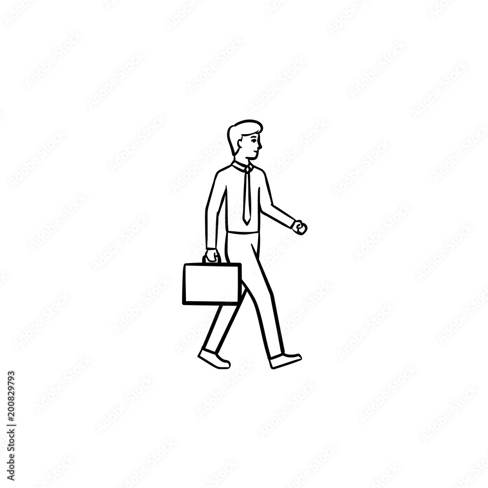 Employer figure with briefcase hand drawn outline doodle vector icon. Educated man holding briefcase sketch illustration for print, web, mobile and infographics isolated on white background. Employer figure with briefcase hand drawn outline doodle vector icon. Educated man holding briefcase sketch illustration for print, web, mobile and infographics isolated on white background.