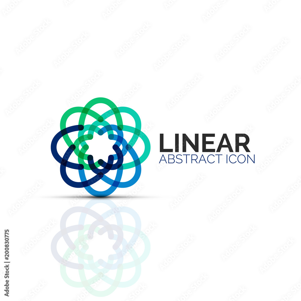 Abstract flower or star minimalistic linear icon, thin line geometric flat symbol for business icon design, abstract button or emblem