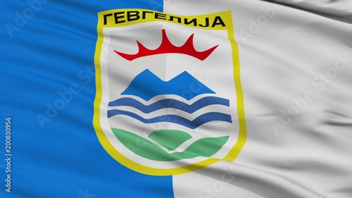 Gevgelija  closeup flag, city of Macedonia, realistic animation seamless loop - 10 seconds long photo