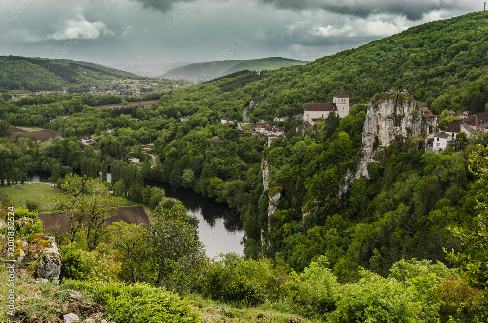 The valley of the river lot in the vicinity of Saint Cirq Lapopie France