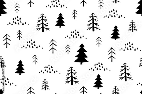 Wild forest seamless pattern in Scandinavian style