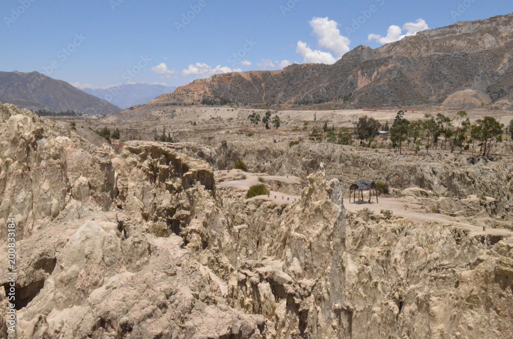Moon Valley, a barren area of rock formations in the Zona Sur district of La Paz, Bolivia