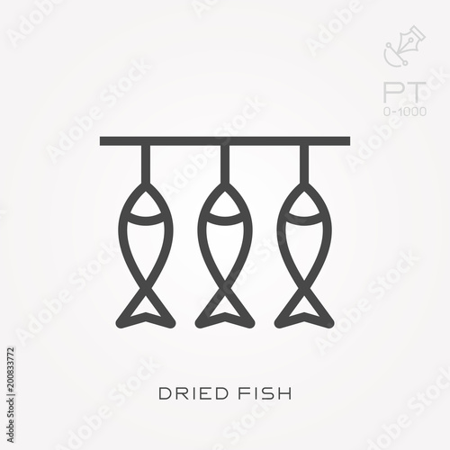 Line icon dried fish