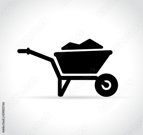 wheelbarrow icon on white background